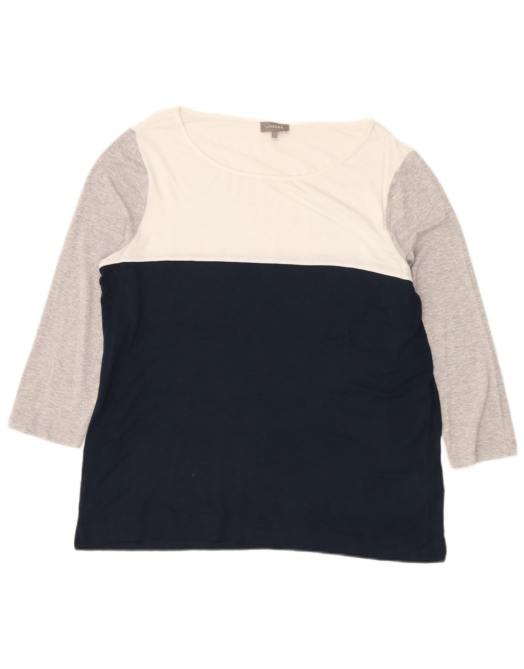 Jaeger Damen-Top, 3/4-Ärmel, UK-Größe 46, groß, mehrfarbig, Colourblock-Viskose