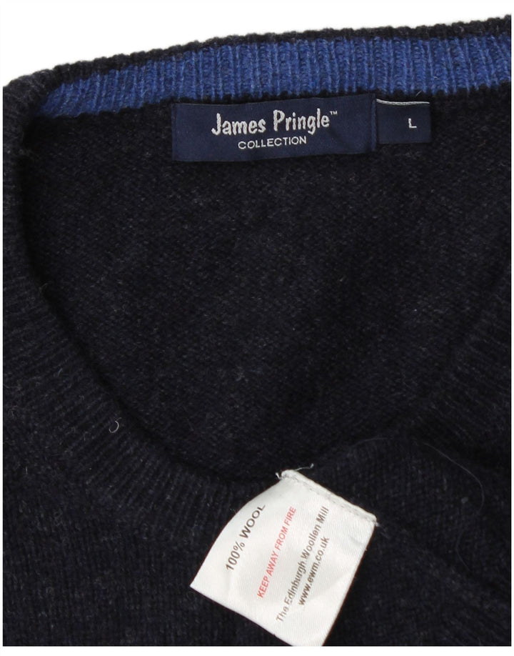 JAMES PRINGLE Herren-Pullover mit Rundhalsausschnitt, groß, marineblaue Wolle