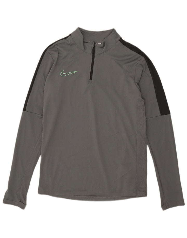 Nike Herren Dri Fit Pullover-Trainingsanzug mit Reißverschluss, Größe S, Grau, Farbblock