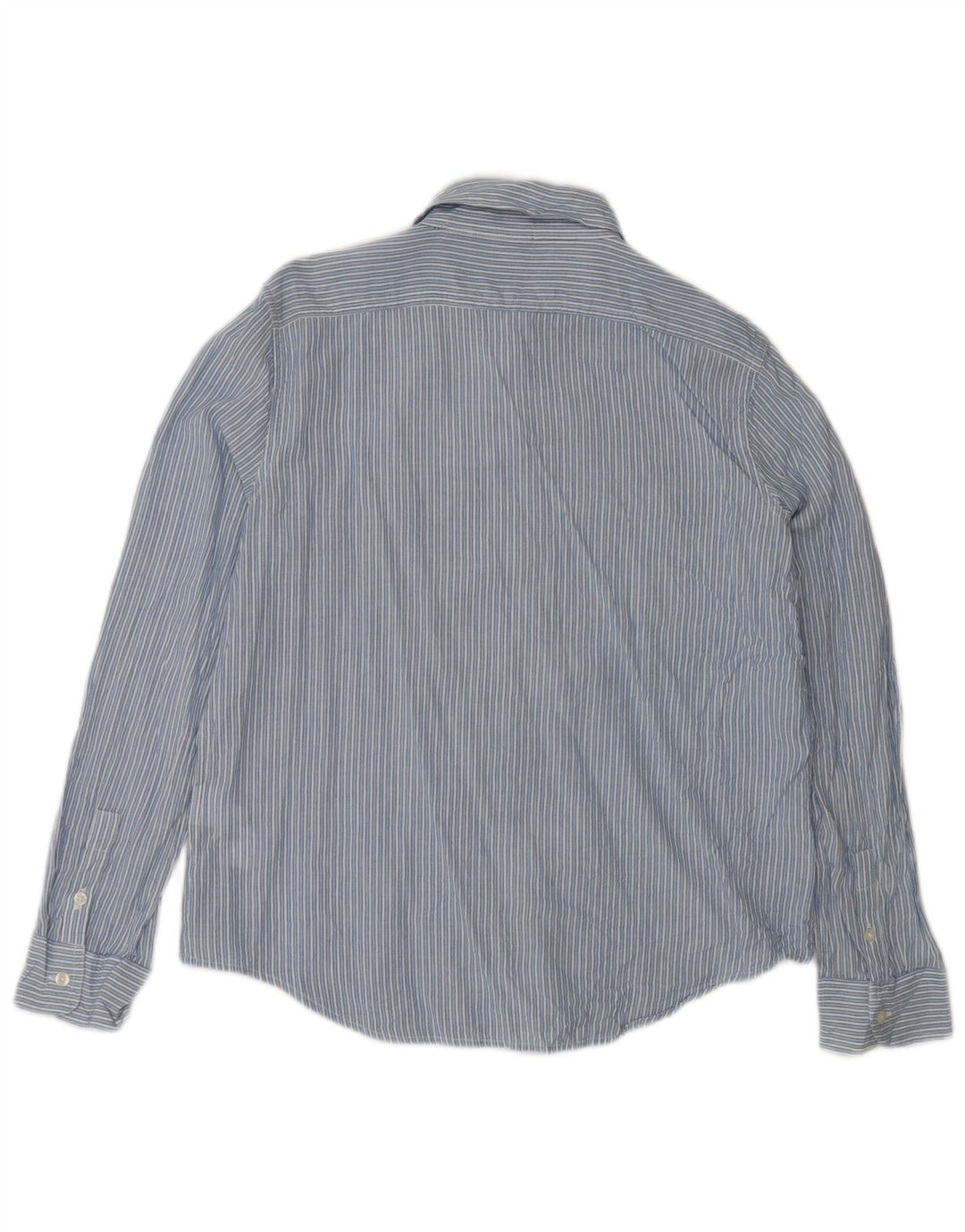 Chaps Womens Petite Shirt UK 16 Große blau gestreifte Baumwolle