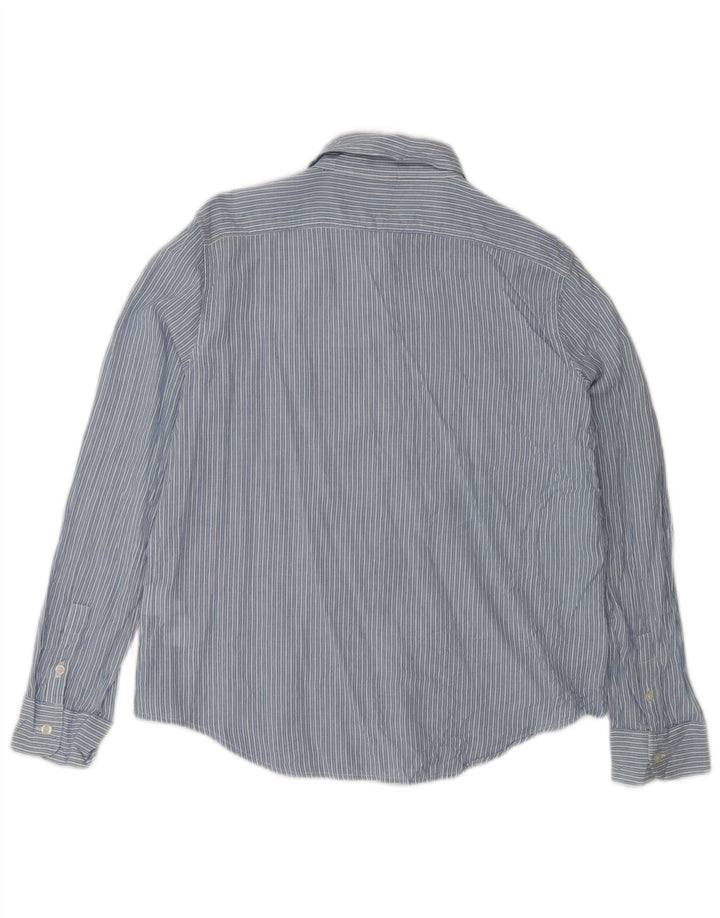 Chaps Womens Petite Shirt UK 16 Große blau gestreifte Baumwolle