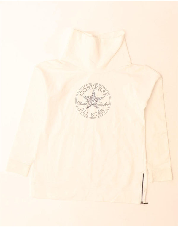 Converse Damen Grafik-Sweatshirt-Pullover UK 16 Large Weiße Baumwolle