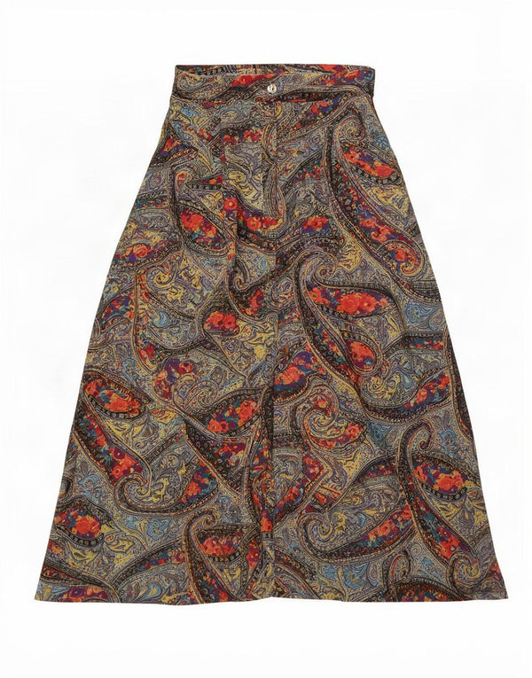Vintage Damen Asymmetrischer Rock Groß W32 Mehrfarbig Paisley