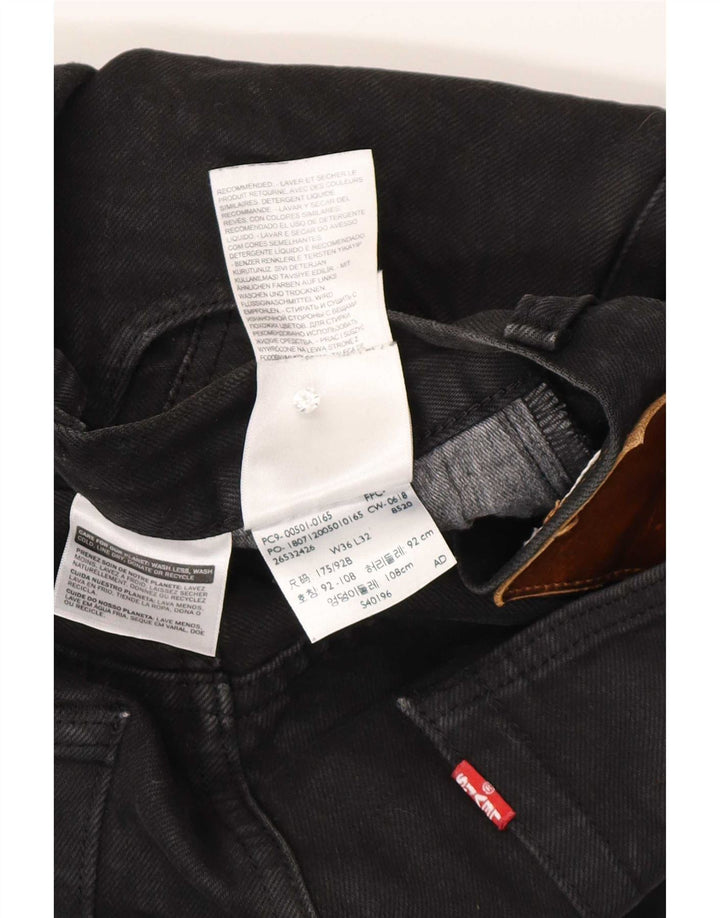 Levi's Herren Straight Jeans W36 L32 Schwarze Baumwolle