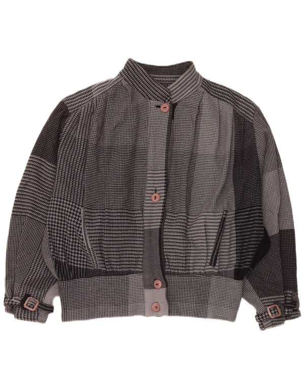 Vintage Damen Übergroße Bomberjacke UK 18 XL Grau Hahnentritt