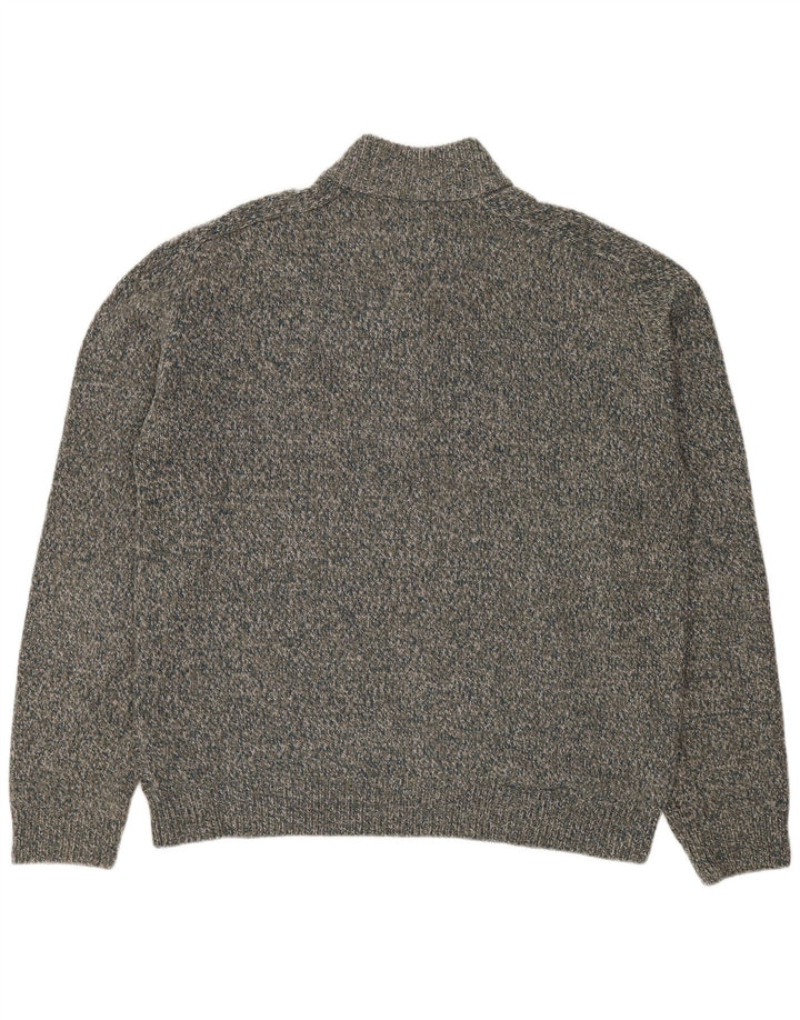 Marks & SPENCER Herren-Pullover mit Reißverschluss am Hals, groß, grau gefleckt