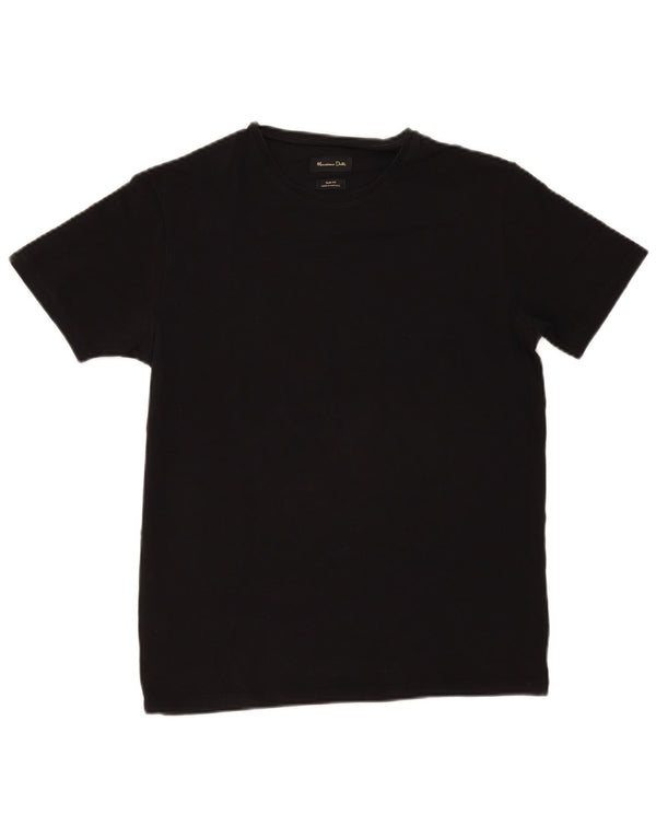Massimo Dutti Herren Kurzarm Slim Fit T-Shirt Top Medium Schwarz