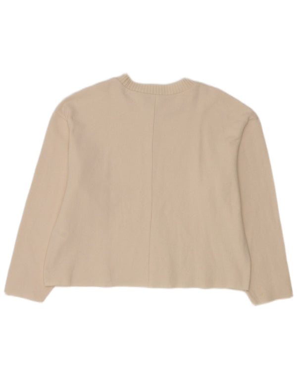 Zara Damen-Pullover mit Rundhalsausschnitt, UK 14, Mittelweiß, Polyester