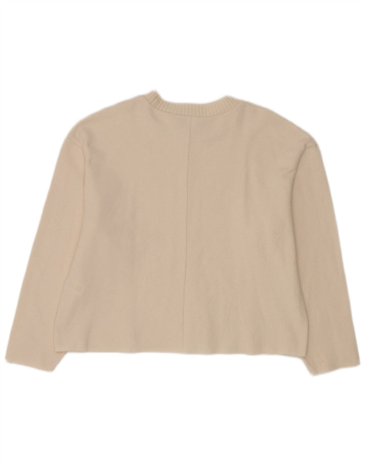 Zara Damen-Pullover mit Rundhalsausschnitt, UK 14, Mittelweiß, Polyester