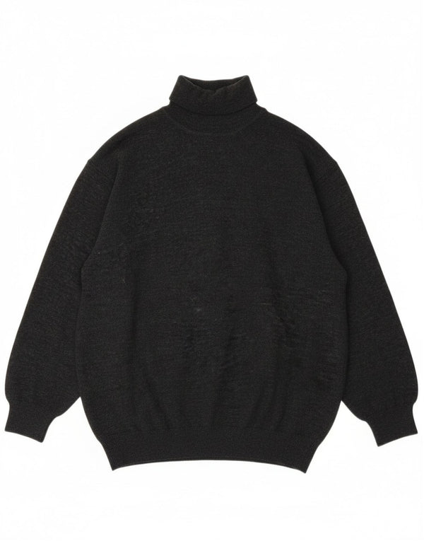 Vintage Damen Rollkragenpullover Pullover UK 18 XL Graue Merinowolle