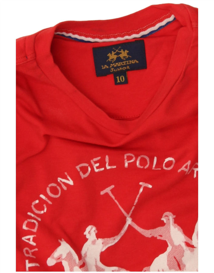 La Martina Jungen-T-Shirt mit Grafik, 9–10 Jahre, Rot