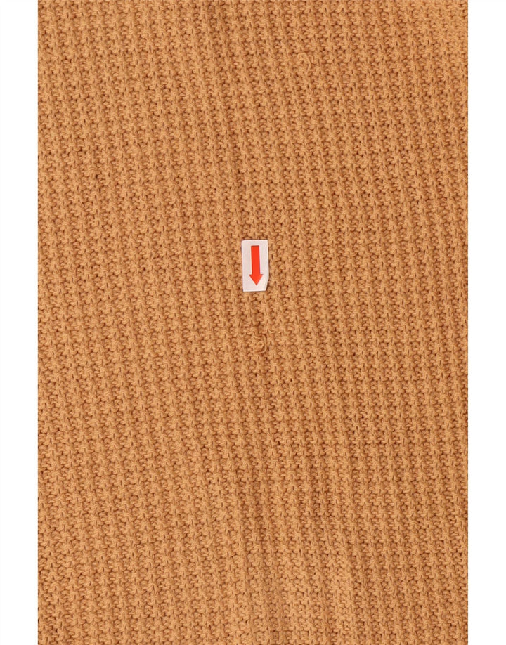 VINTAGE Damen V-Ausschnitt Pullover Pullover UK 10 Small Brown Geometrisch