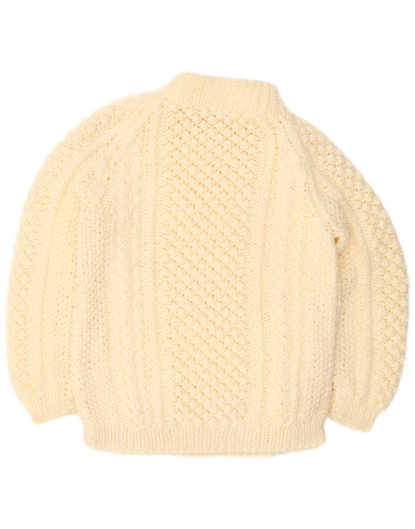 Vintage Damen handgemachter Rollkragenpullover Pullover UK 18 XL Off White
