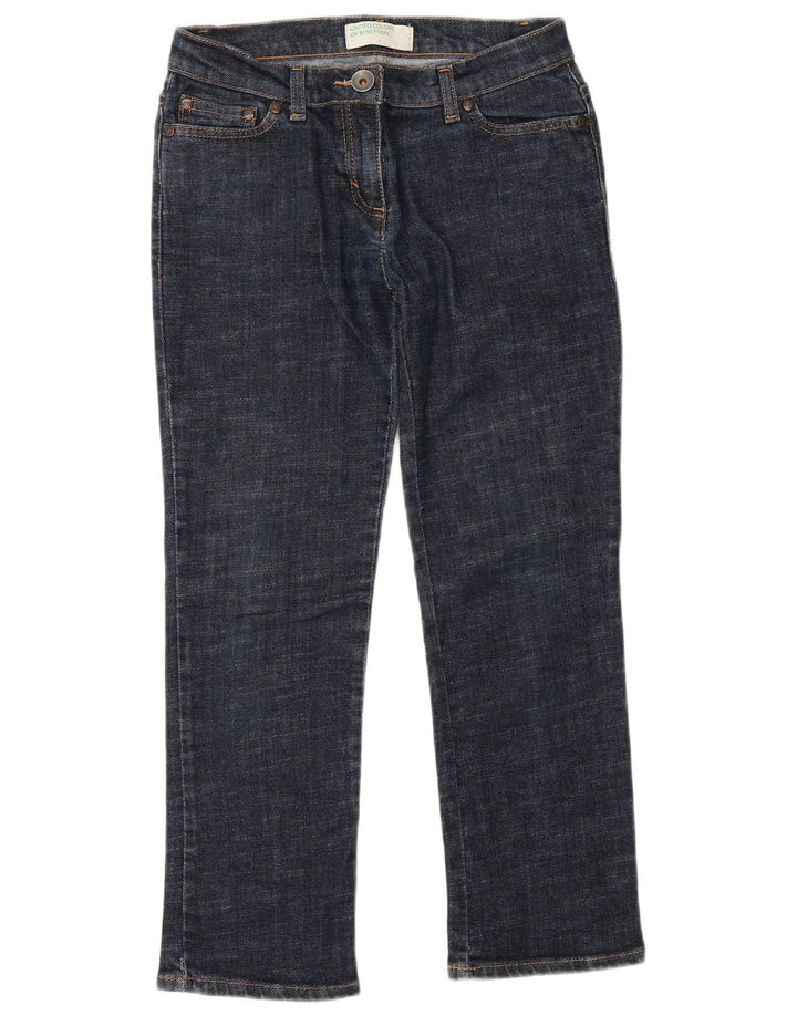 Benetton Damen-Cropped-Jeans IT 40 Small W26 L25 Marineblau