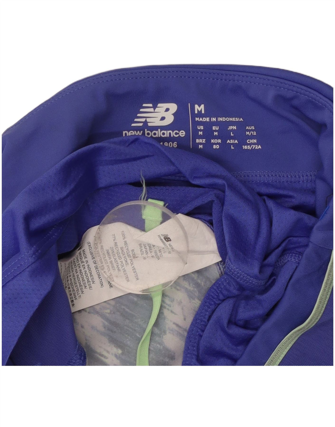 NEW BALANCE Damen Sportshorts mit abstraktem Muster UK 14 Mittelblau