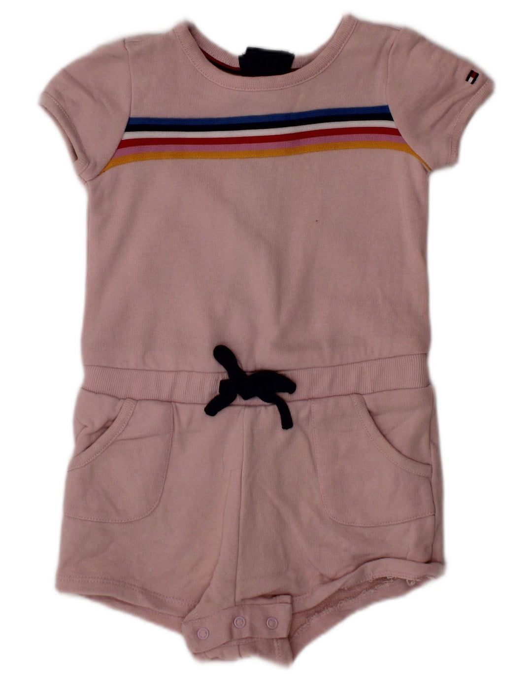 TOMMY HILFIGER Baby-Mädchen-Spielanzug, 6–9 Monate, rosa gestreift, Baumwolle