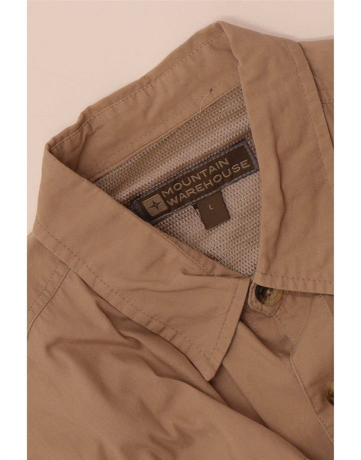 Mountain Warehouse Herren-Kurzarmhemd mit normaler Passform, Größe L, Beige