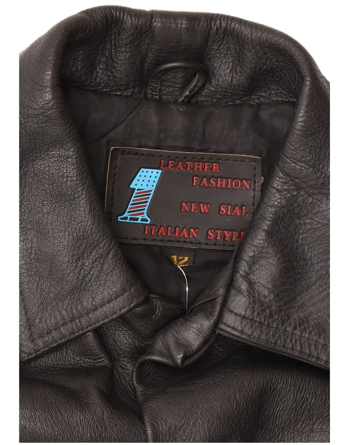 Vintage Damen Lederjacke IT 42 Mittelschwarzes Leder