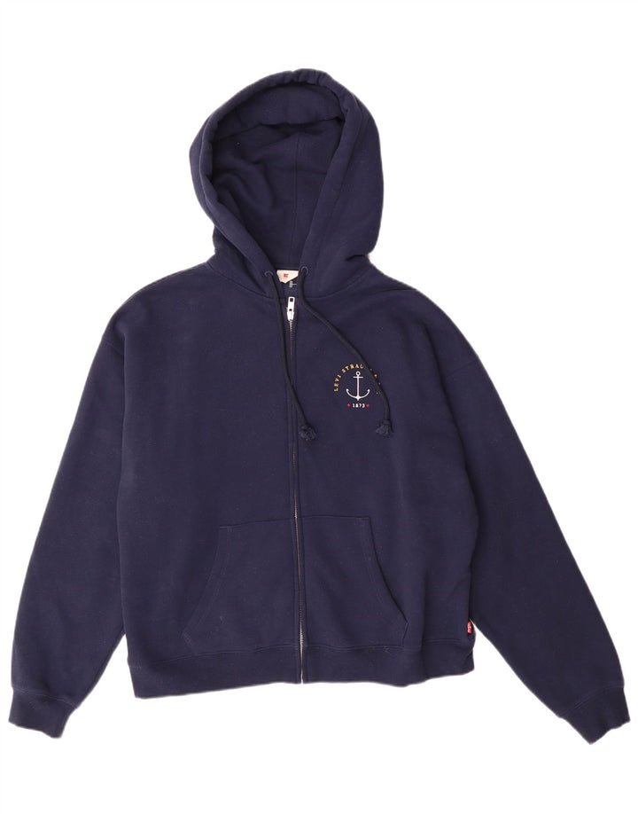 LEVI'S Damen-Kapuzenpullover in Übergröße mit grafischem Reißverschluss, Gr. 10, Marineblau