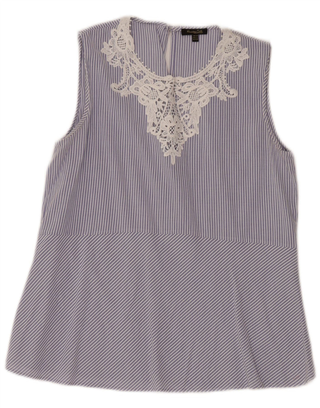 MASSIMO DUTTI Damen Ärmelloses Blusenoberteil EU 40 Mittelblau gestreift