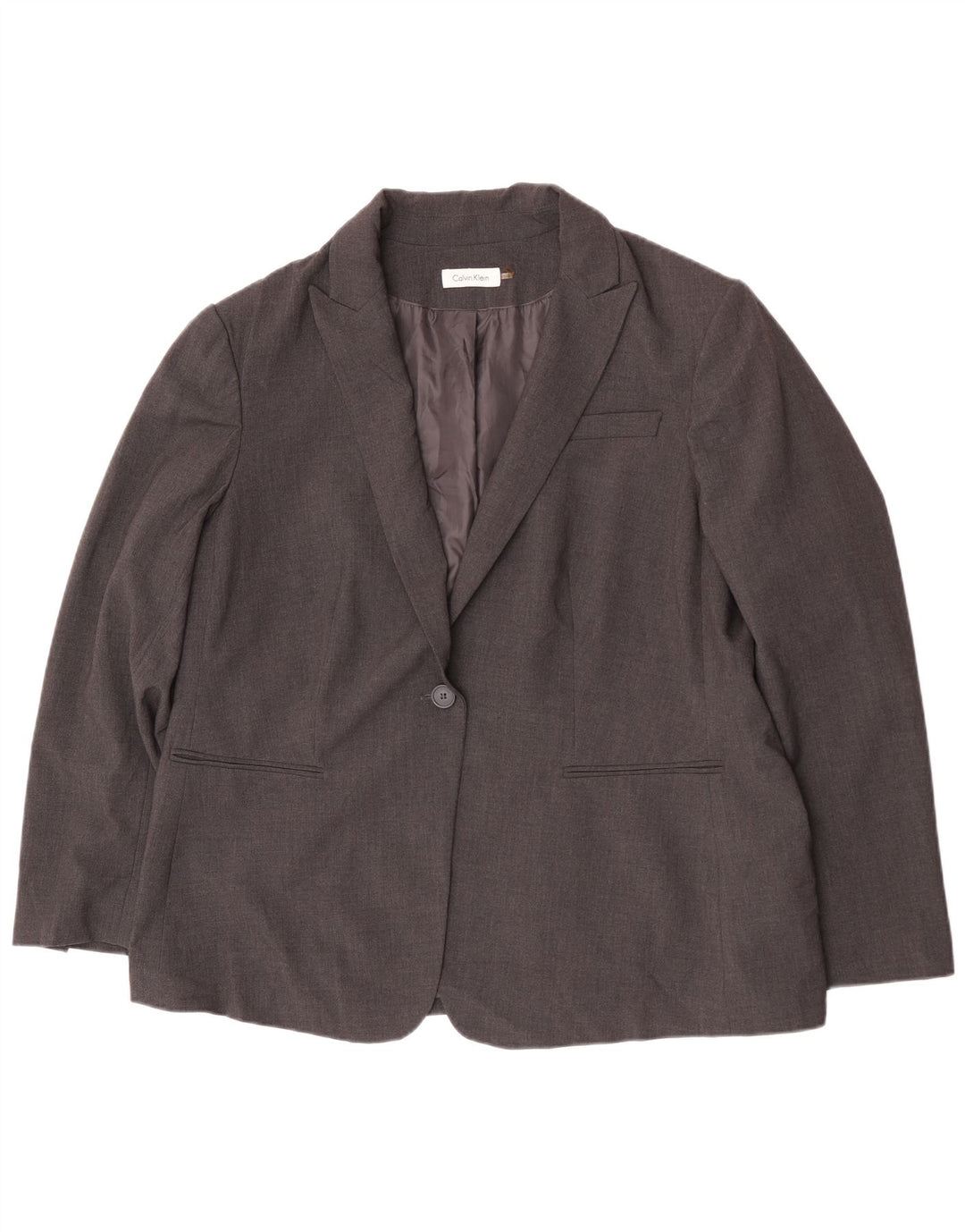 Calvin Klein Damen 1-Knopf-Blazerjacke UK 20 2XL Graues Polyester