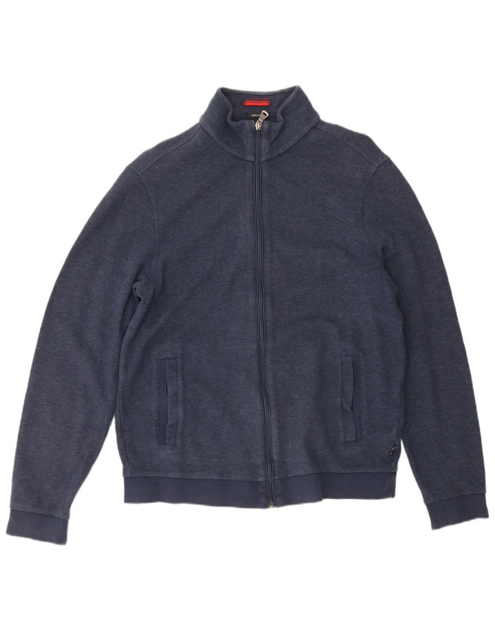 Hugo Boss Herren-Trainingsanzugoberteil mit normaler Passform, mittelmarineblaue Baumwolle