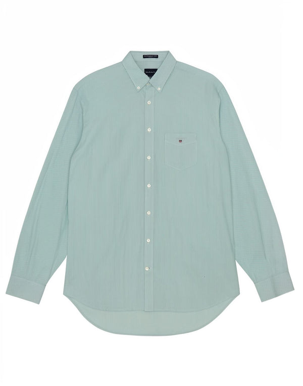 Gant Herren-Hemd mit normaler Passform, Größe 18 2XL, grün gestreift, Baumwolle