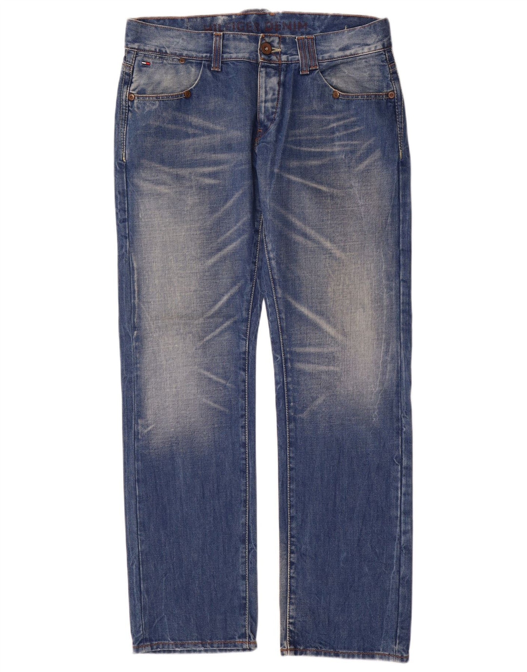 Tommy Hilfiger Herren Straight Jeans W34 L34 Blaue Baumwolle
