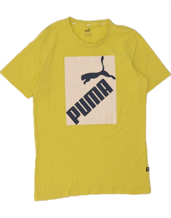 PUMA Mens Graphic T-Shirt Top Small Yellow Vintage Puma and Second-Hand Puma from Messina Hembry 