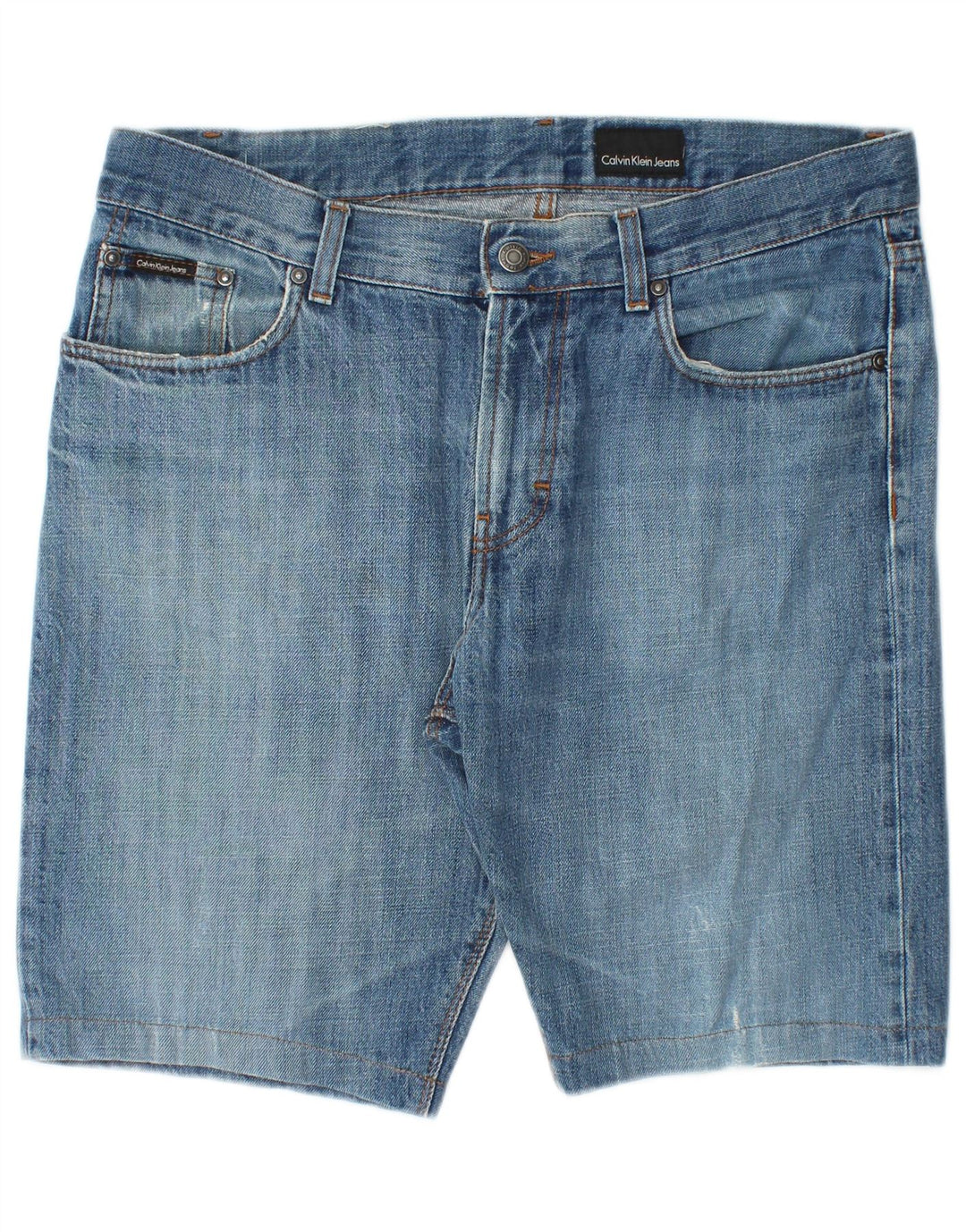 CALVIN KLEIN Herren Jeansshorts W34 Große blaue Baumwolle