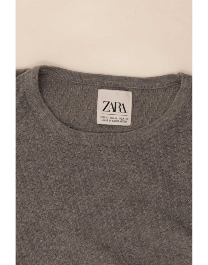 Zara Herren-Pullover mit Rundhalsausschnitt, mittelgrau