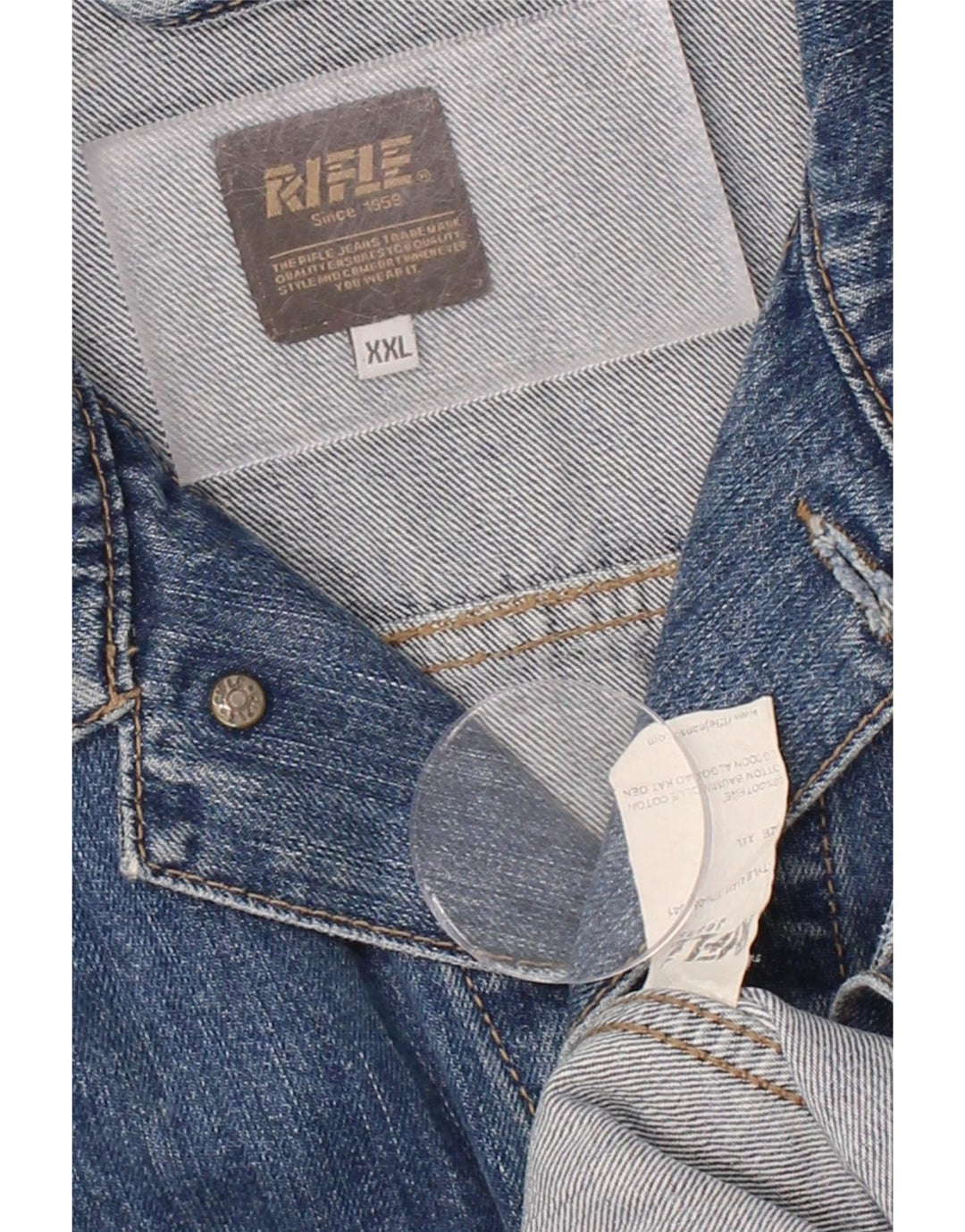 RIFLE Mens Denim Jacket UK 44 2XL Blue Cotton Vintage Rifle and Second-Hand Rifle from Messina Hembry 