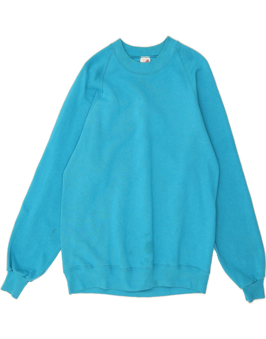 JERZEES Mens Slim Sweatshirt Jumper UK 42/44 Large Turquoise Cotton Vintage Jerzees and Second-Hand Jerzees from Messina Hembry 
