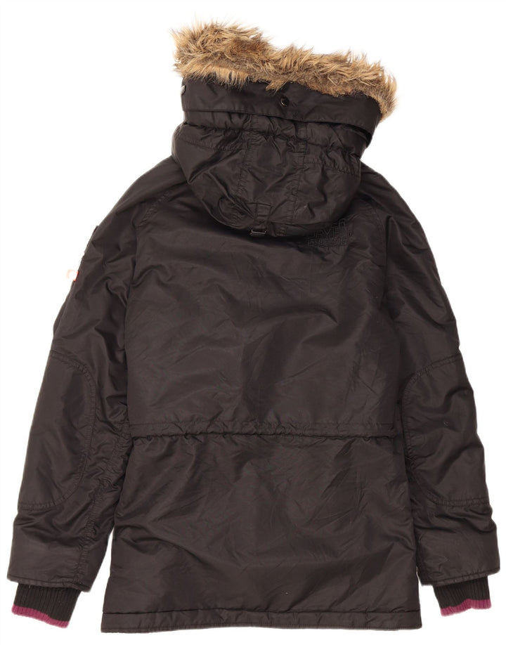 Superdry Herren-Jacke mit Kapuze, gepolstert, UK 38, mittelschwarzes Nylon