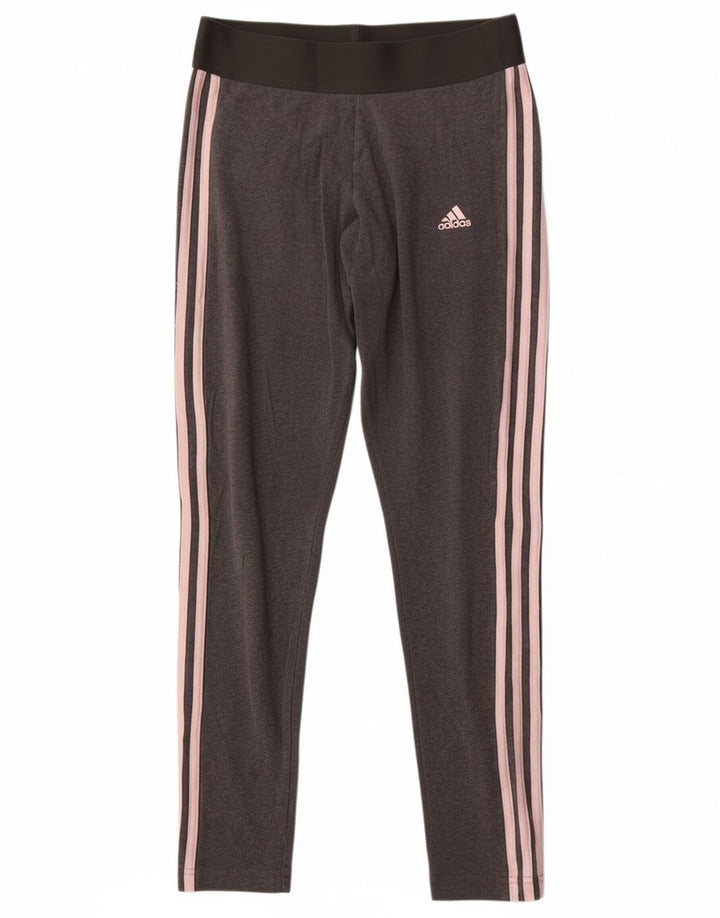 Adidas Damen Leggings UK 12 Mittelgraue Baumwolle