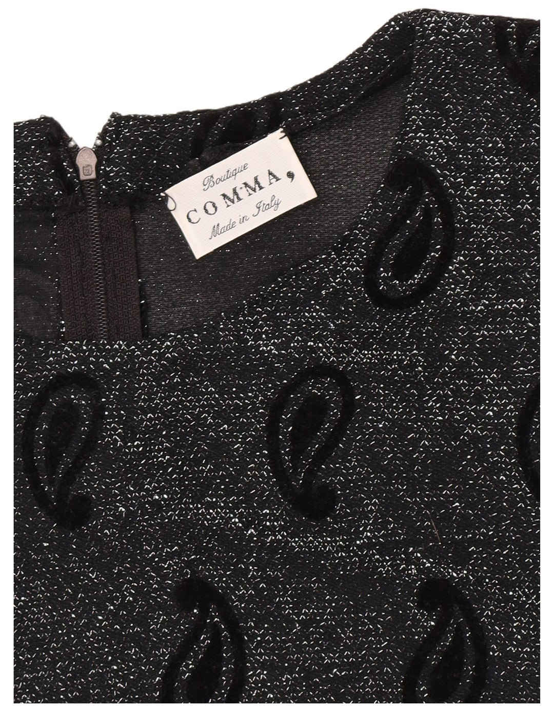 Comma, Crop-Blusenoberteil für Damen, UK 16, Large, Schwarz, Paisleymuster