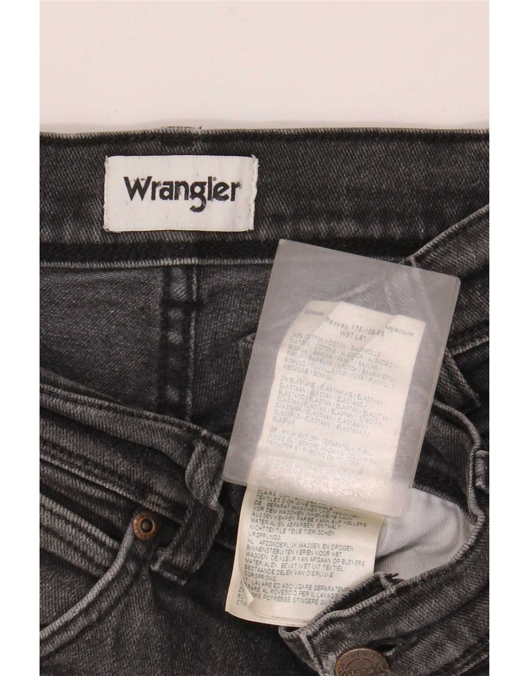 Wrangler Herren Texas Stretch Straight Jeans W38 L32 Graue Baumwolle