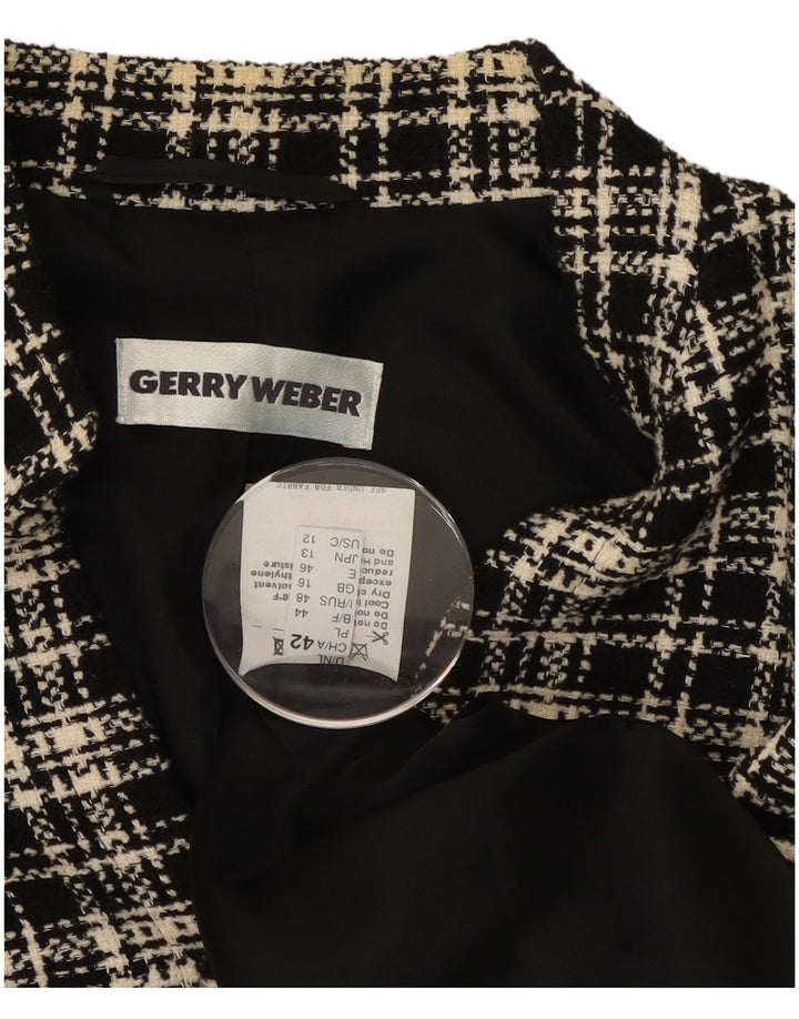 Gerry Weber Damen Blazer Jacke UK 16 Large Schwarz Karo Polyester