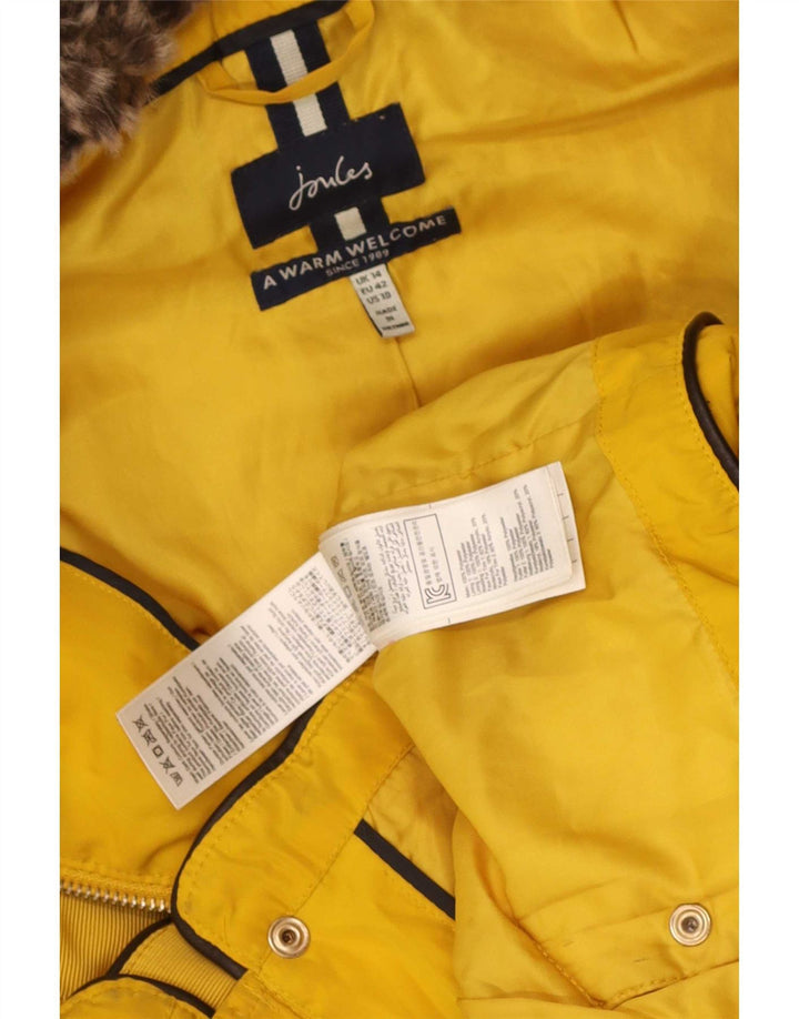 Joules Wattierte Damenjacke mit Kapuze, UK 14, Mittelgelb, Polyester