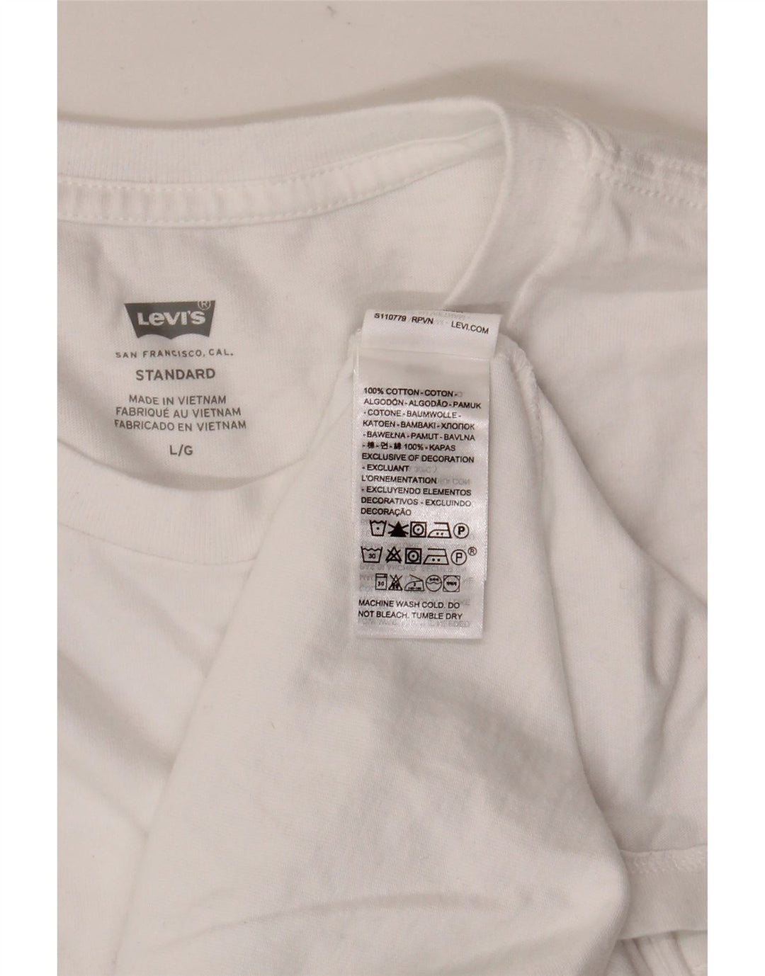 Levi's Herren Standard T-Shirt Top Large Weiß Baumwolle