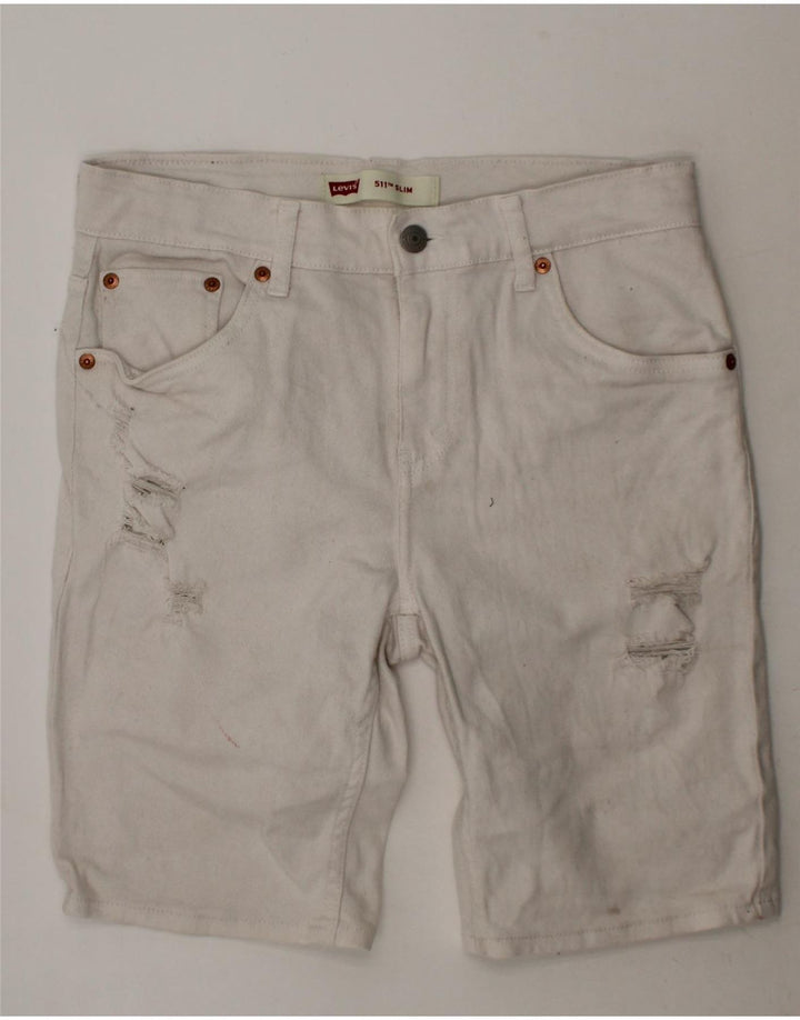 LEVI'S Boys 511 Slim Denim Shorts 15-16 Years W30 White Cotton Vintage Levi's and Second-Hand Levi's from Messina Hembry 