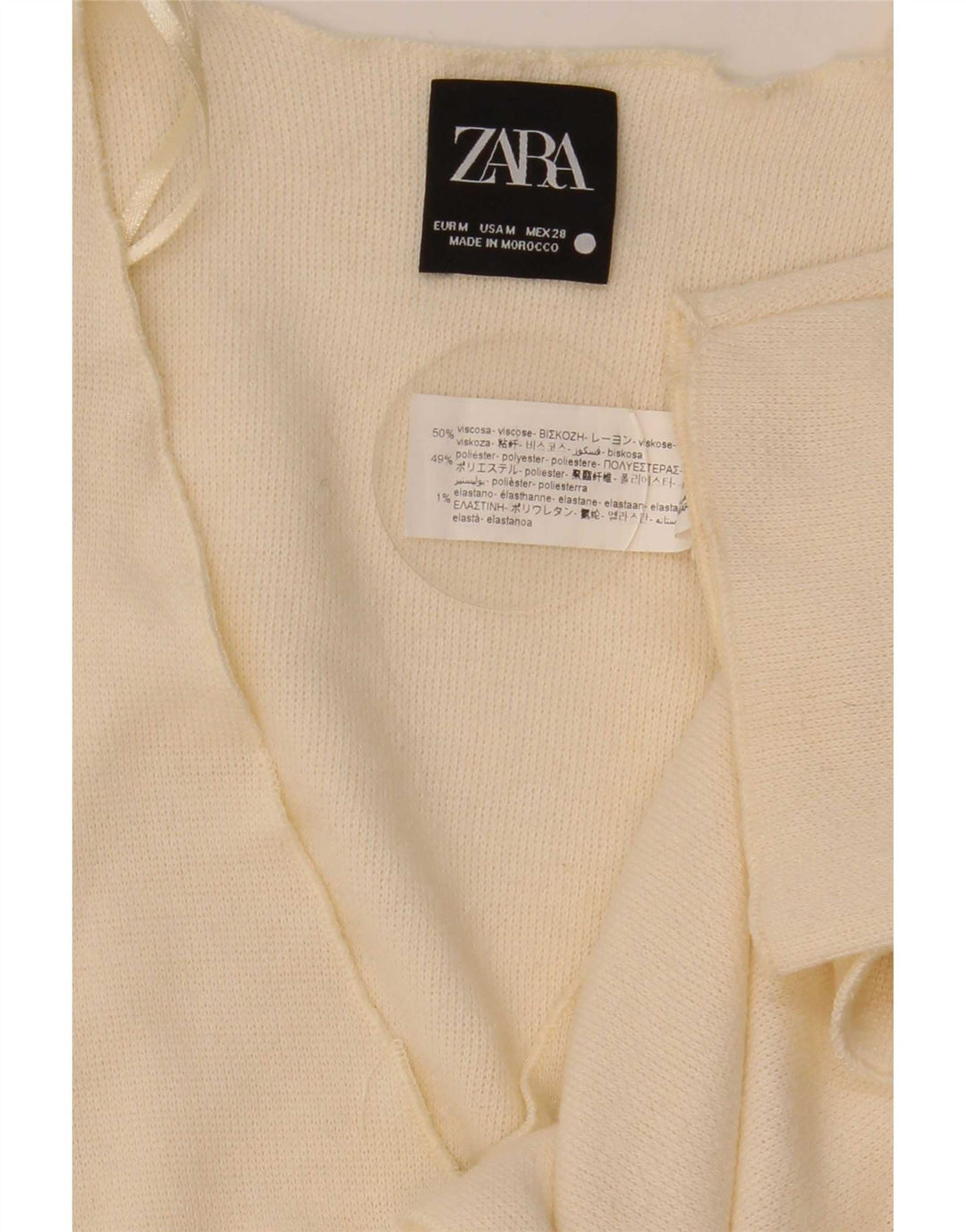 Zara Damen Strickjacke Top UK 14 Medium Off White Viscose