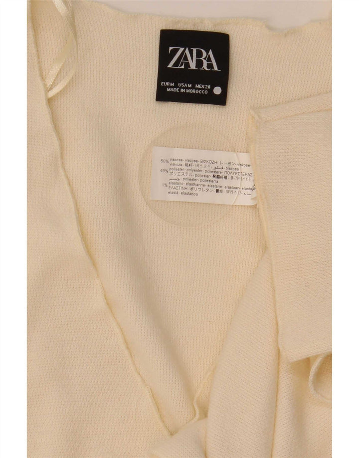 Zara Damen Strickjacke Top UK 14 Medium Off White Viscose