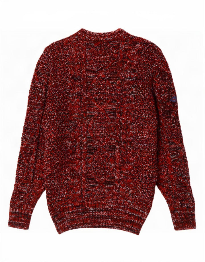 Superdry Herren-Pullover mit U-Boot-Ausschnitt, Mittelrot geflecktes Acryl