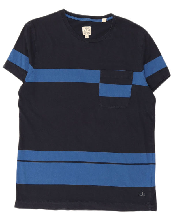 JACK WILLS Herren T-Shirt Top Small Marineblau Colourblock Baumwolle