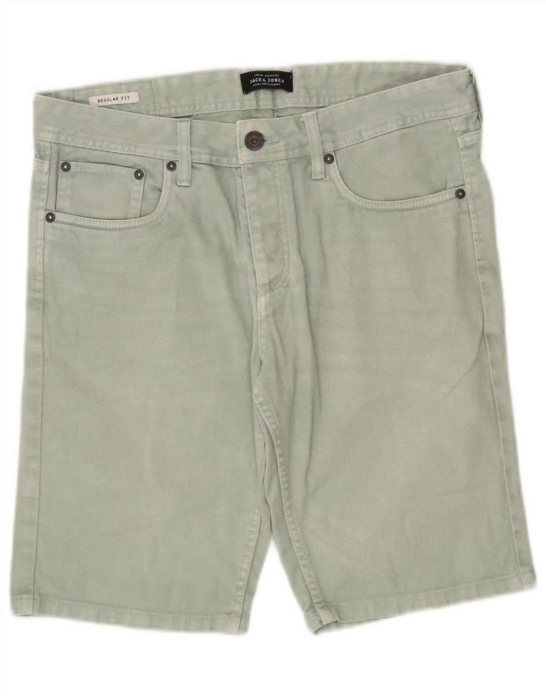 Jack & Jones Herren-Jeansshorts mit normaler Passform, Größe M, W32, grüne Baumwolle