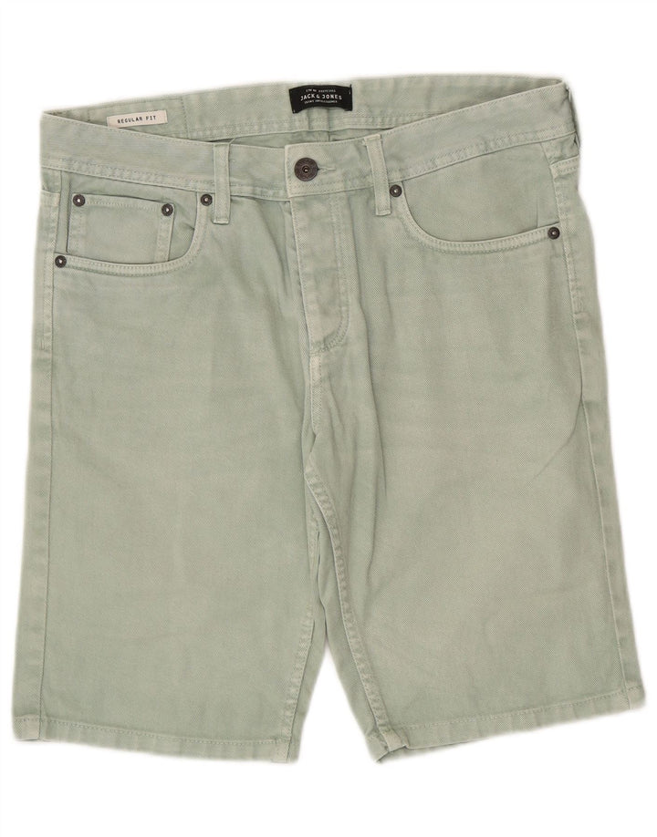Jack & Jones Herren-Jeansshorts mit normaler Passform, Größe M, W32, grüne Baumwolle