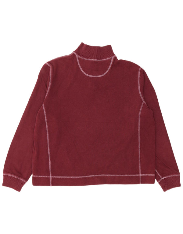 Eddie Bauer Damen-Sweatshirt mit Reißverschluss am Hals, UK 18, XL, Burgunderrot, Baumwolle