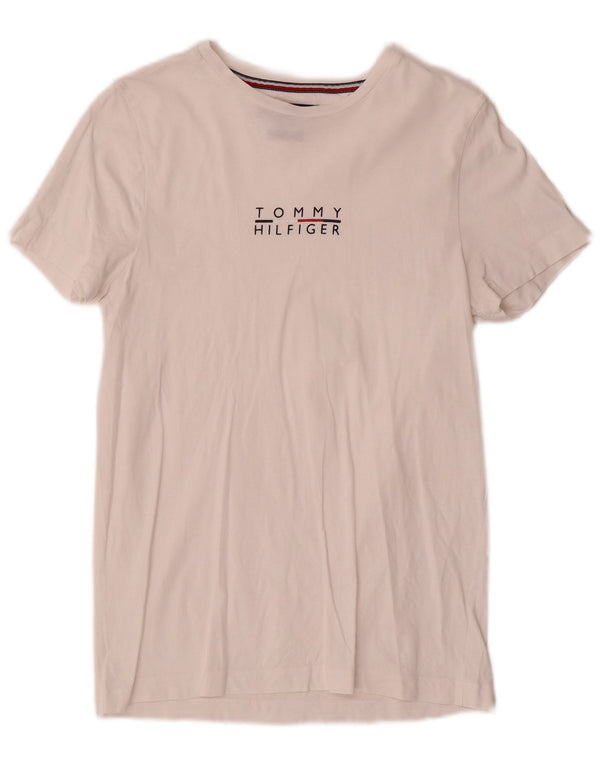 Tommy Hilfiger Damen Grafik-T-Shirt-Oberteil UK 6 XS Weiße Baumwolle