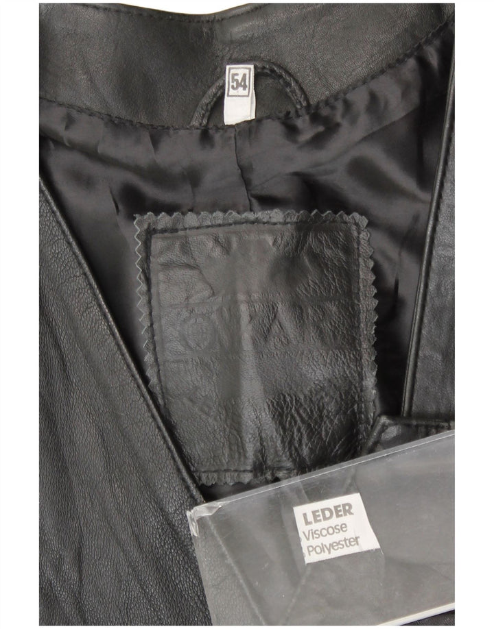 Vintage Herren Lederweste EU 54 XL Schwarzes Leder